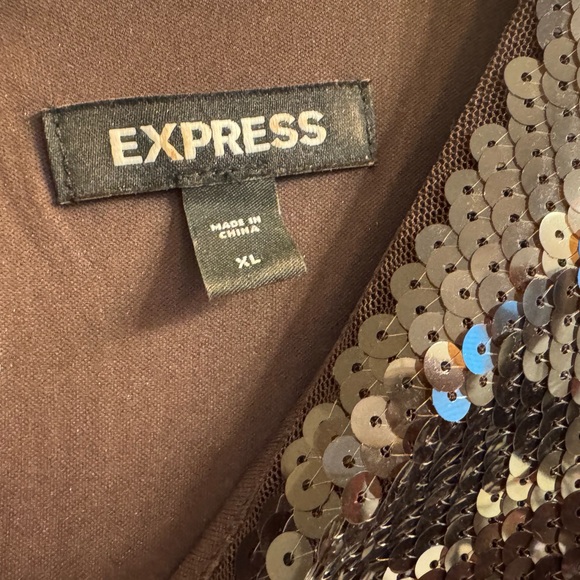 Express Brown Sequin Midi Dress Pencil Style - Picture 5 of 5